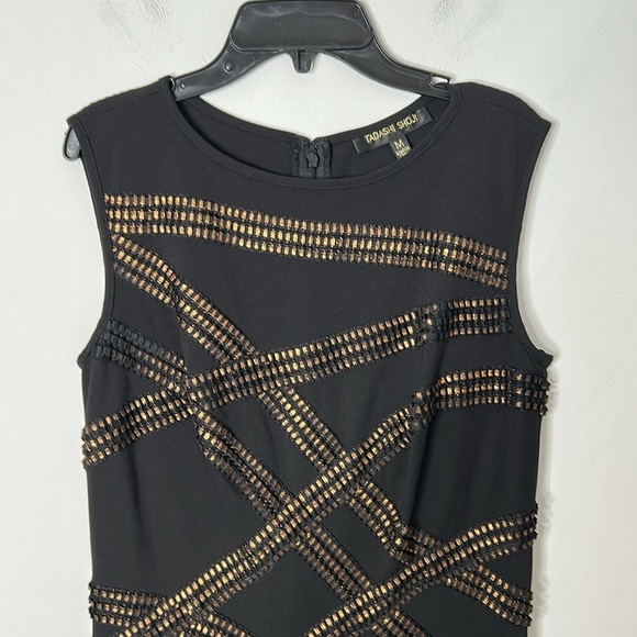 Tadashi Shoji Foil Print Banded Asymmetrical Detail Jersey Sheath Dress - Picture 4 of 8